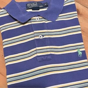 EUC - POLO by Ralph Lauren polo shirt - striped blue, white, yellow, green